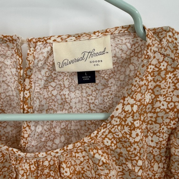Universal Thread Womens Floral‎ Ruffle Blouse Top Brown Size L - Picture 2 of 7